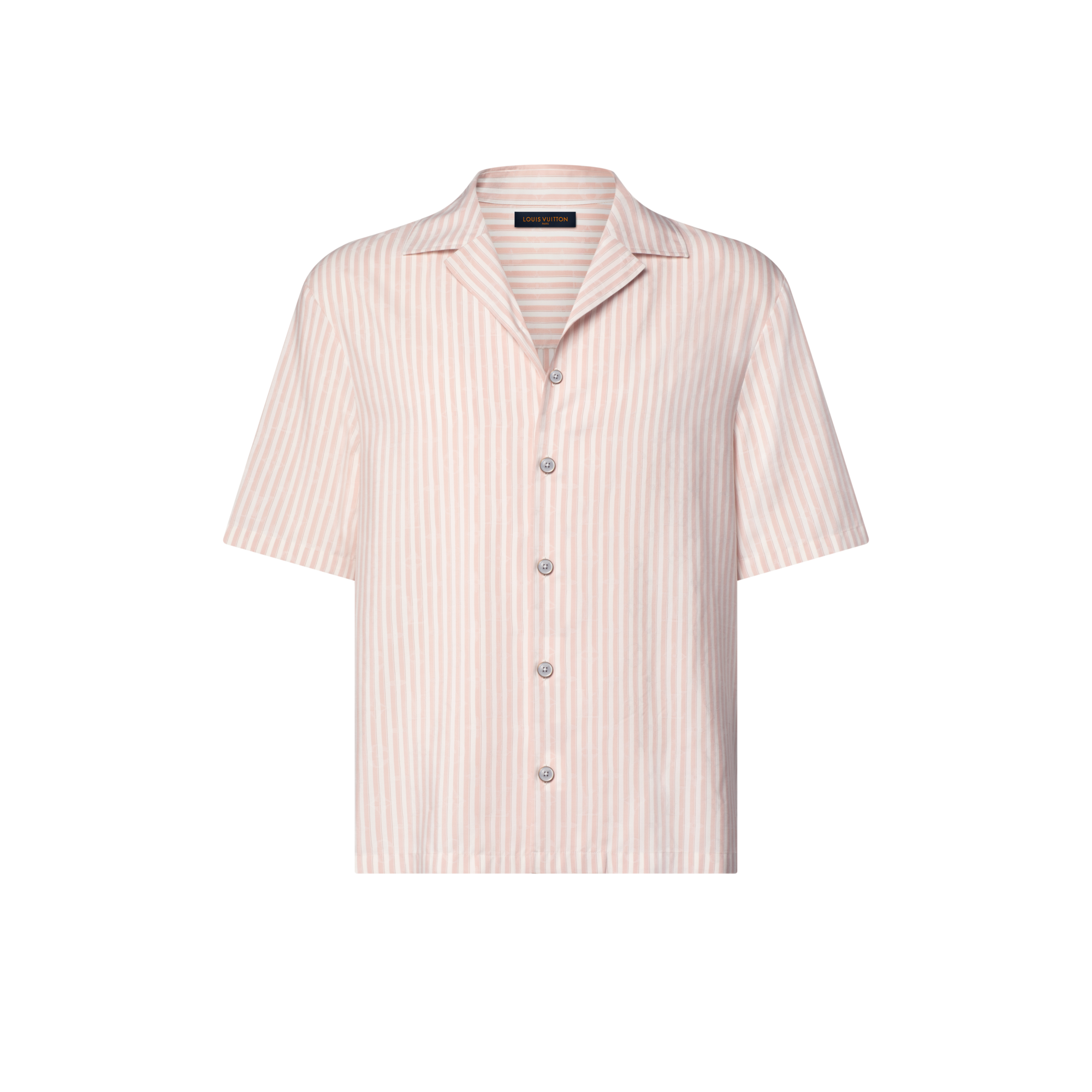 Embroidered Open Collar Short-Sleeved Shirt - Luxury Pink | LOUIS